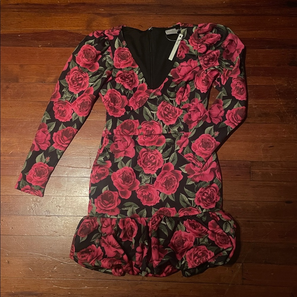 ASOS Black and Red Floral Dress Size 6